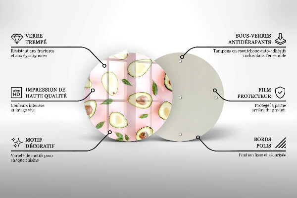 Kuchynská doska veľká zo skla Avokádový vzor