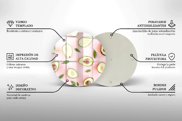 Kuchynská doska veľká zo skla Avokádový vzor