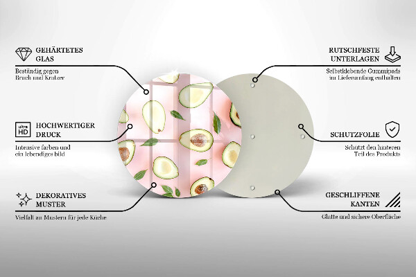 Kuchynská doska veľká zo skla Avokádový vzor
