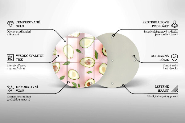 Kuchynská doska veľká zo skla Avokádový vzor