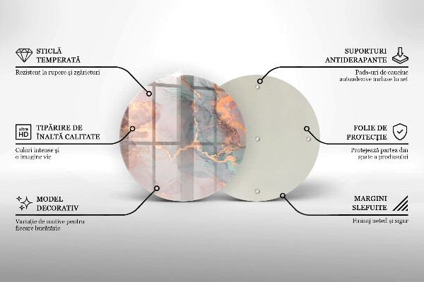 Kuchynská doska veľká zo skla Mramor so zlatom
