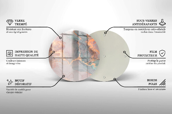 Kuchynská doska veľká zo skla Mramor so zlatom
