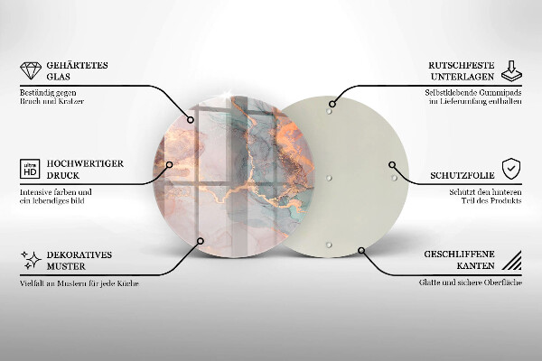 Kuchynská doska veľká zo skla Mramor so zlatom