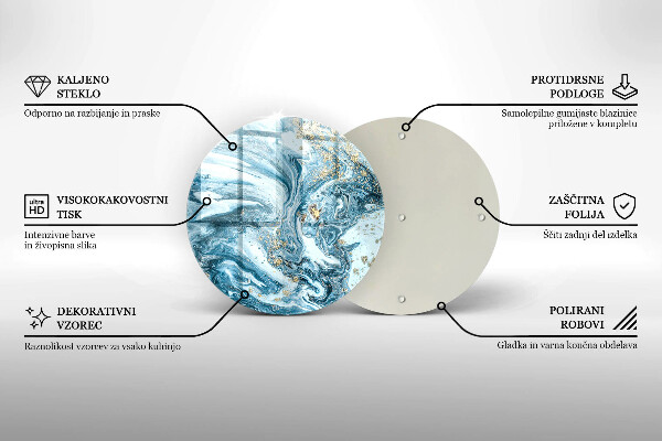 Kuchynská doska veľká zo skla Štruktúra so zlatom