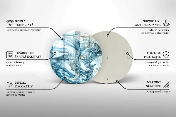 Kuchynská doska veľká zo skla Štruktúra so zlatom