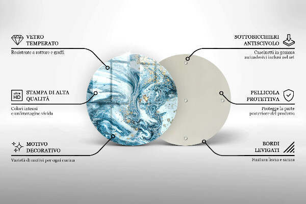 Kuchynská doska veľká zo skla Štruktúra so zlatom