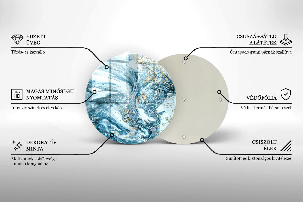 Kuchynská doska veľká zo skla Štruktúra so zlatom