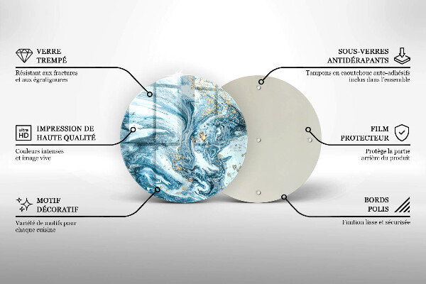Kuchynská doska veľká zo skla Štruktúra so zlatom