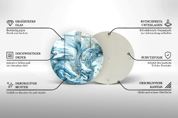 Kuchynská doska veľká zo skla Štruktúra so zlatom