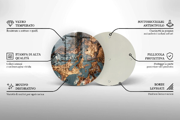 Kuchynská doska veľká zo skla Zlatá skalná štruktúra