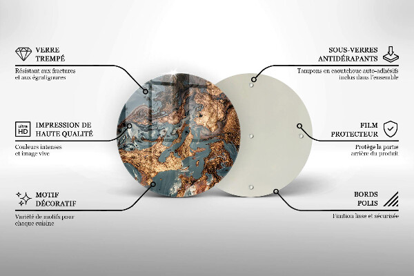 Kuchynská doska veľká zo skla Zlatá skalná štruktúra