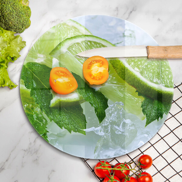 Kuchynská doska veľká zo skla Limetková mäta a ľad