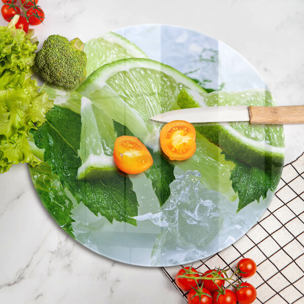 Kuchynská doska veľká zo skla Limetková mäta a ľad