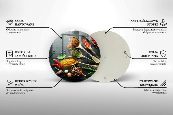 Kuchynská doska veľká zo skla Kuchynské lyžice korenia