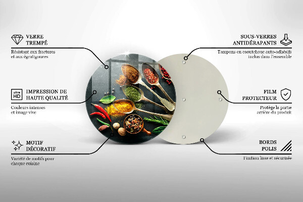 Kuchynská doska veľká zo skla Kuchynské lyžice korenia