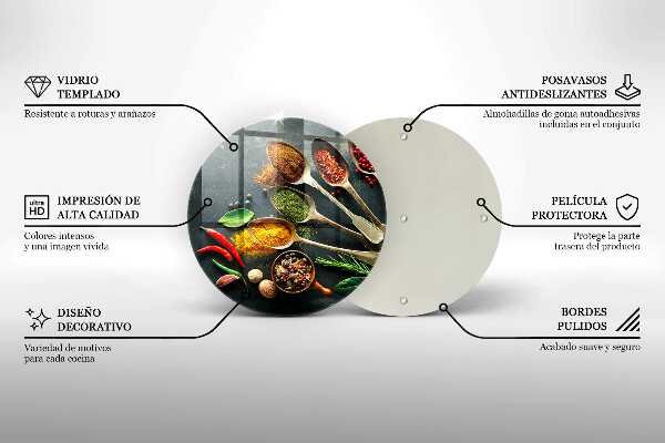 Kuchynská doska veľká zo skla Kuchynské lyžice korenia