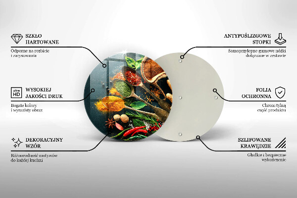 Kuchynská doska veľká zo skla Lyžičky kuchynského korenia