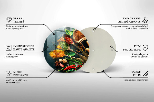 Kuchynská doska veľká zo skla Lyžičky kuchynského korenia