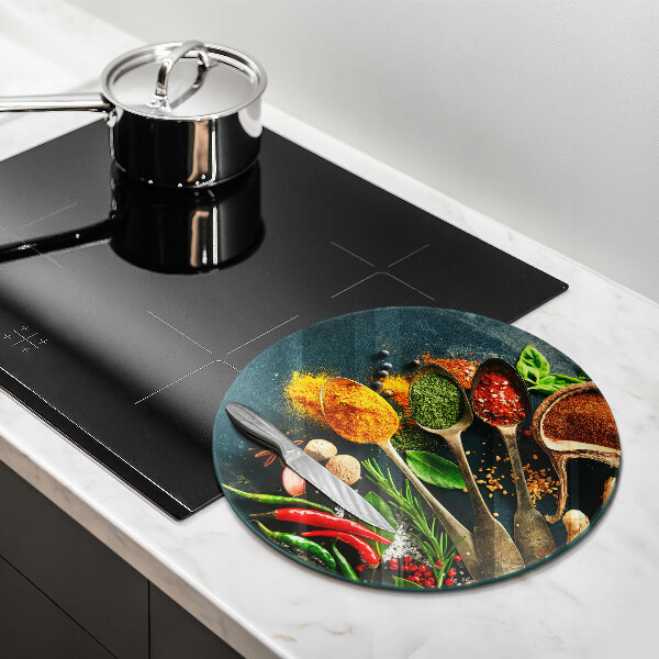 Kuchynská doska veľká zo skla Lyžičky kuchynského korenia