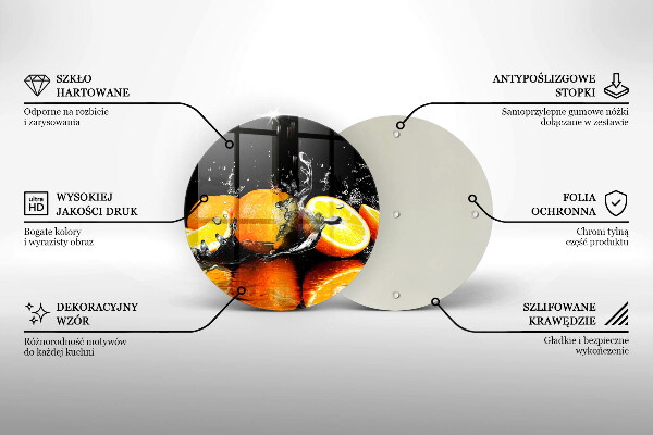 Kuchynská doska veľká zo skla Šťavnaté oranžové ovocie
