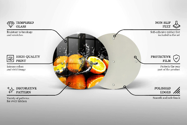 Kuchynská doska veľká zo skla Šťavnaté oranžové ovocie
