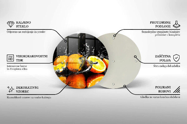 Kuchynská doska veľká zo skla Šťavnaté oranžové ovocie
