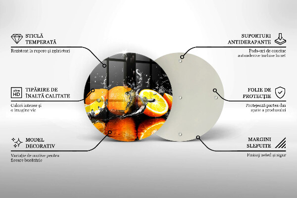 Kuchynská doska veľká zo skla Šťavnaté oranžové ovocie
