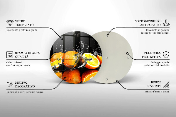Kuchynská doska veľká zo skla Šťavnaté oranžové ovocie