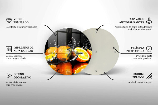 Kuchynská doska veľká zo skla Šťavnaté oranžové ovocie