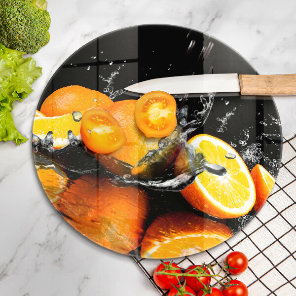 Kuchynská doska veľká zo skla Šťavnaté oranžové ovocie