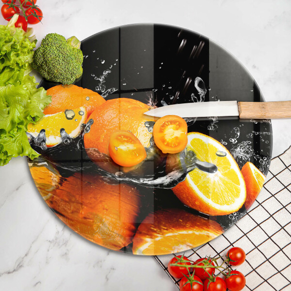 Kuchynská doska veľká zo skla Šťavnaté oranžové ovocie