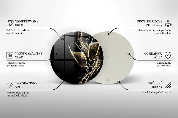 Kuchynská doska veľká zo skla Poháre na šampanské