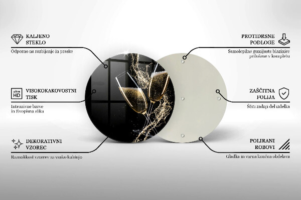Kuchynská doska veľká zo skla Poháre na šampanské