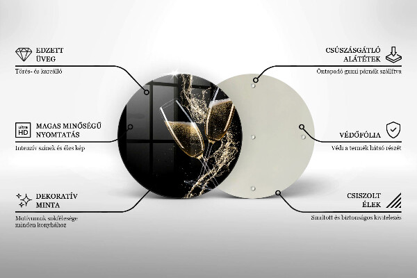 Kuchynská doska veľká zo skla Poháre na šampanské