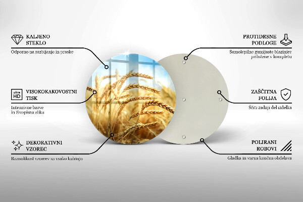 Kuchynská doska veľká zo skla Klasy obilnín na poli