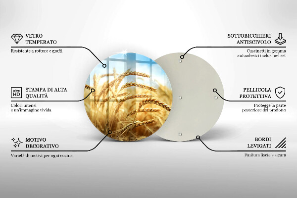 Kuchynská doska veľká zo skla Klasy obilnín na poli