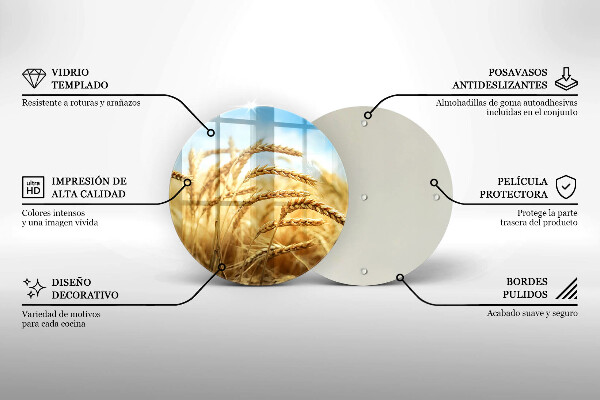 Kuchynská doska veľká zo skla Klasy obilnín na poli
