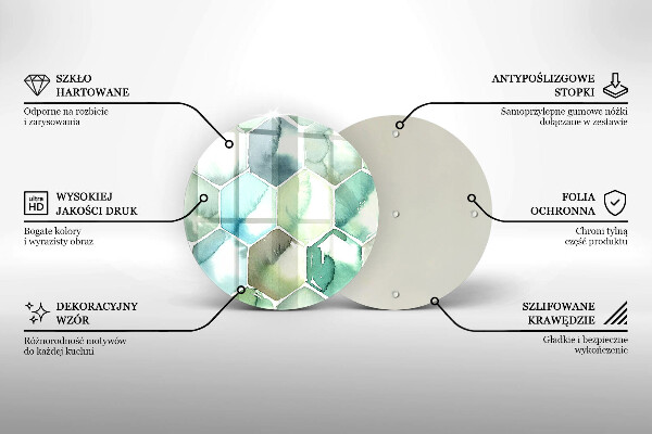 Kuchynská doska veľká zo skla Akvarelové šesťuholníky