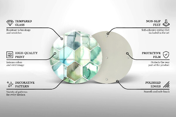 Kuchynská doska veľká zo skla Akvarelové šesťuholníky