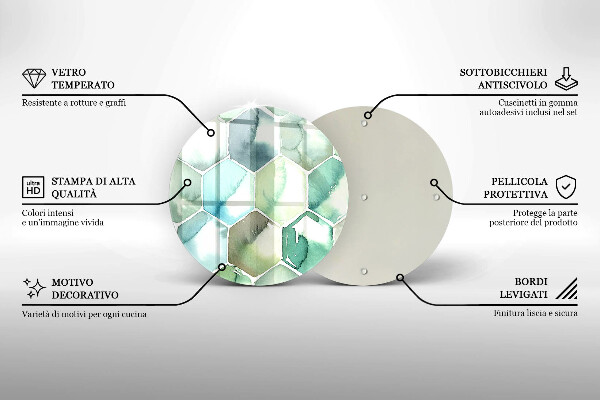 Kuchynská doska veľká zo skla Akvarelové šesťuholníky