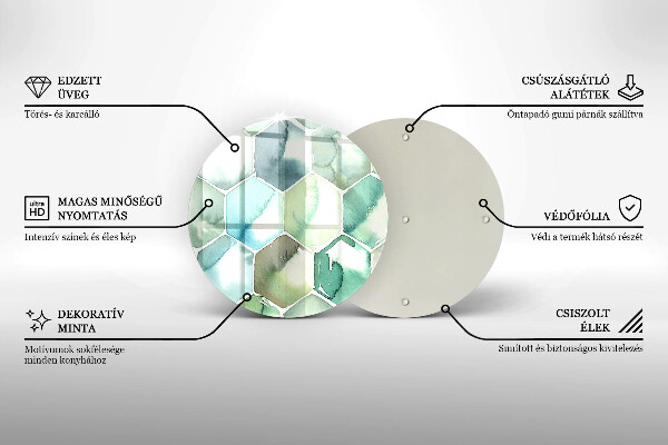 Kuchynská doska veľká zo skla Akvarelové šesťuholníky