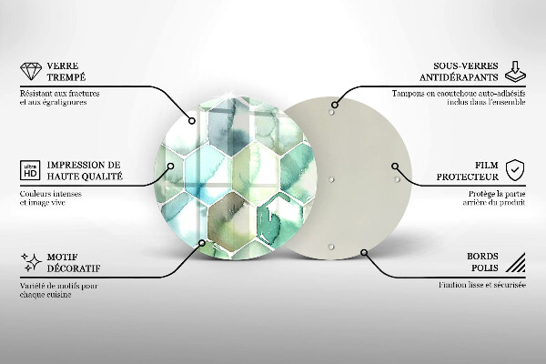Kuchynská doska veľká zo skla Akvarelové šesťuholníky