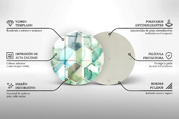 Kuchynská doska veľká zo skla Akvarelové šesťuholníky