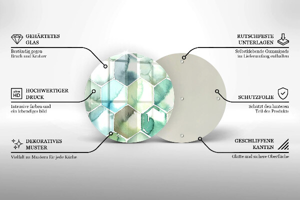 Kuchynská doska veľká zo skla Akvarelové šesťuholníky