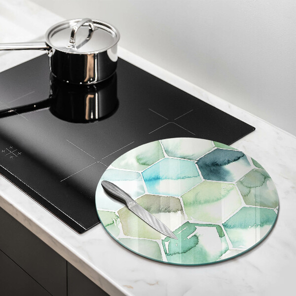 Kuchynská doska veľká zo skla Akvarelové šesťuholníky