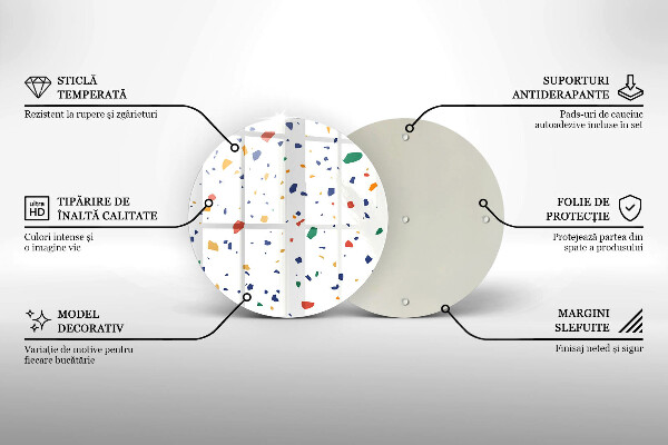 Kuchynská doska zo skla Farebná kamenina