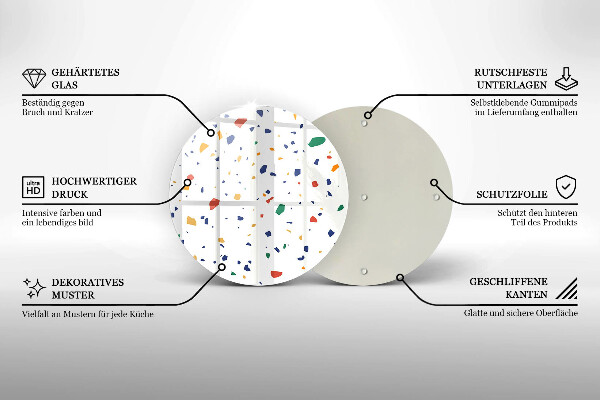 Kuchynská doska zo skla Farebná kamenina