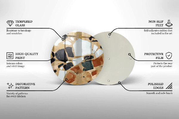 Kuchynská doska zo skla Doska s dekoratívnymi kameňmi
