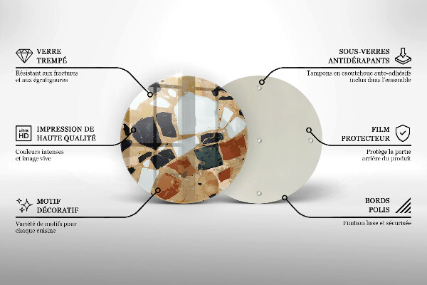 Kuchynská doska zo skla Doska s dekoratívnymi kameňmi