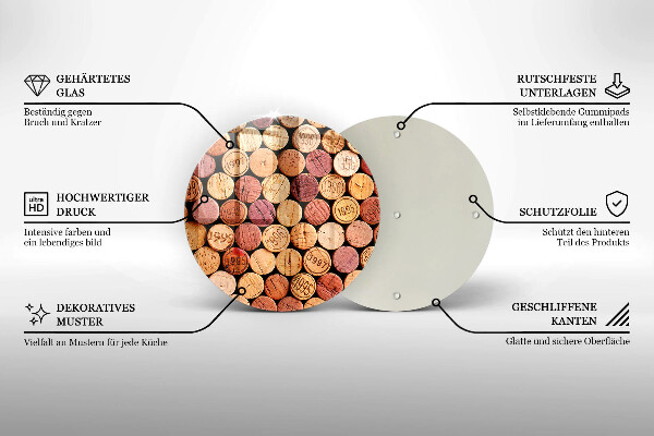 Kuchynská doska zo skla Vzor vínových korkov